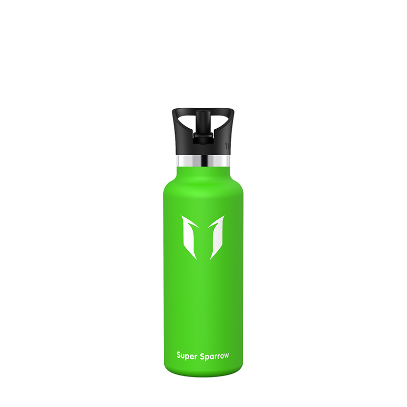 Ultraleichte Edelstahl-Wasserflasche mit Strohdeckel. 17OZ / 500ML