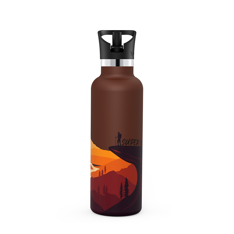 Explore, ultraleichte Edelstahl-Wasserflasche mit Strohdeckel, 25OZ / 750ML