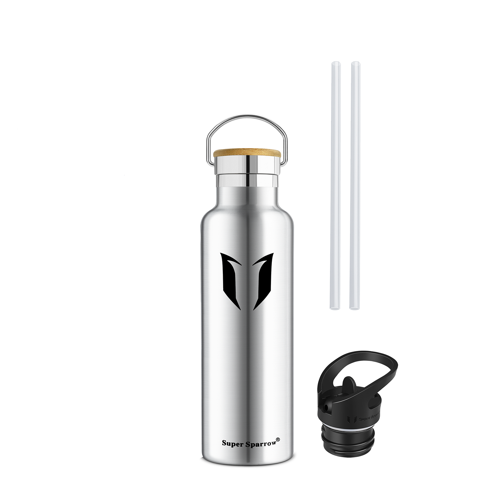Super Sparrow Water Bottle Stainless Steel - Metal Water Bottle - 500ml -  Insulated Water Bottles - Water Bottle with Straw Lid - BPA Free Kids Water